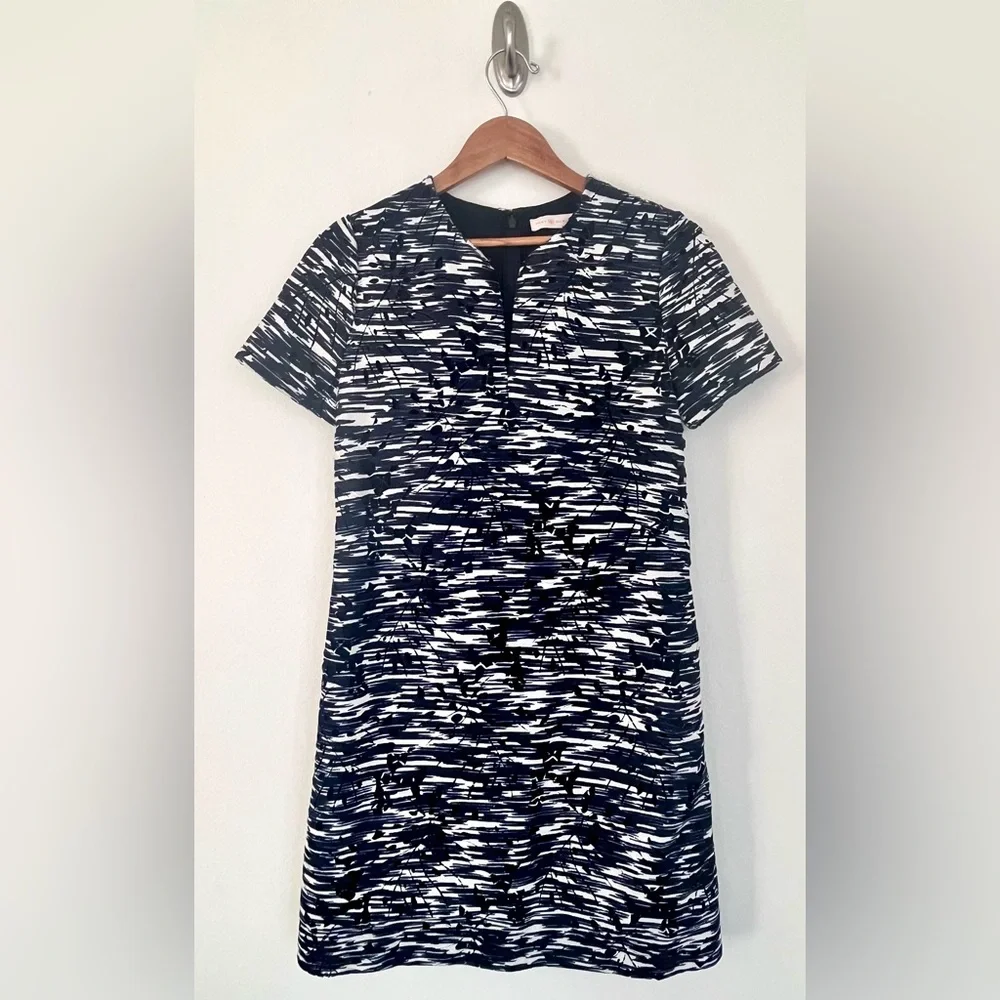 Tory Burch Dina Navy Space Dyed Cutout Dress Size 6 Excellent Condition
